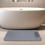 Bath Tub Shower Mat, 27x14 inch Non Slip Bathtub Mat with Suction Cups, Anti Slip Shower Mat with Drain Holes Suction Cups,Shower Foot Scrubber Mat, Foot Massage Bath Mat (Grey) - Image 2