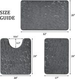 Bathroom Rugs Mat Set 3 Piece Dark Grey, Memory Foam Bath Mats Sets, Non Slip Water orbent Washable Bath Rugs for Sink, Toilet and Floor - Image 2