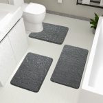 Bathroom Rugs Mat Set 3 Piece Dark Grey, Memory Foam Bath Mats Sets, Non Slip Water orbent Washable Bath Rugs for Sink, Toilet and Floor