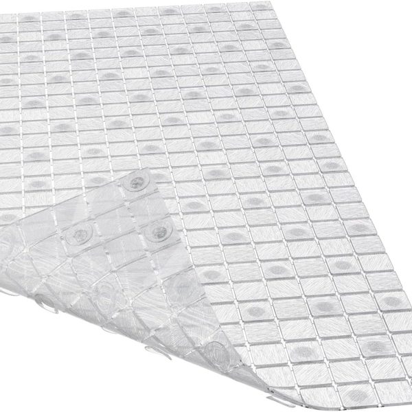Non-Slip Bathtub Mat, Anti Slip Shower Mat, Fast Drying Bathtub Mats, Foot Scrubber Mat, Anti Slip Mat for Tub, Floor, Bathroom, Kitchen, Home, Hotel (Clear 32"×15")