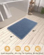Upgraded Waffle Bath Mat, Super orbent Non Slip Bath Mats for Bathroom Floor, Machine Washable Bathroom Rugs with Tassels, Rubber Backed Bathroom Mats, Ultra Soft, 18" x 30", Blue - Image 2