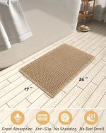 Upgraded Waffle Bath Mat, Super orbent Non Slip Bath Mats for Bathroom Floor, Machine Washable Bathroom Rugs with Tassels, Rubber Backed Bathroom Mats, Ultra Soft, 17" x 24", Brown - Image 2