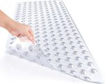 Shower Mat Non Slip 40 x 16 Inches, Shower Stall Mats with Suction Cups and Drain Holes, Non Slip Bath Mat for Tub for Elderly & Kids, Clear