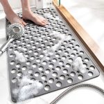 Non Slip Bathtub Mat for Shower — Anti Skid Safety Mat with Strong Suction Cups, Quick Drain Holes, Machine Washable, Soft Bathroom Mat for Elderly & Kids, 30x17 in (75x43 cm) Gray