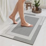 Non Slip Bath Mat, Rubber Backing Ultra Thin Bathroom Rugs Fit Under Door Quick Dry Super orbent Washable Bath Rug Shower Mat for Bathroom Floor Bathtub Shower Sink, Easy Care Gray 16"x 24"
