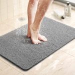 Shower Mat Bathtub Mat,24x16 inch, Non-Slip Bath Mat with Drain, Quick Drying  Loofah Bathmat for Tub,Shower,Bathroom (Phthalate Free,Grey)