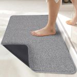 Bath Mat,Ultra Thin Bathroom Rugs,Rubber Bath Mats for Bathroom,No Slip Bath Rugs,Quick Dry,Machine Washable,Low Pile,orbent,Shower Outside,Sink,Home Decor Accessories.Grey,1'5"x2'3"(17x27Inch)